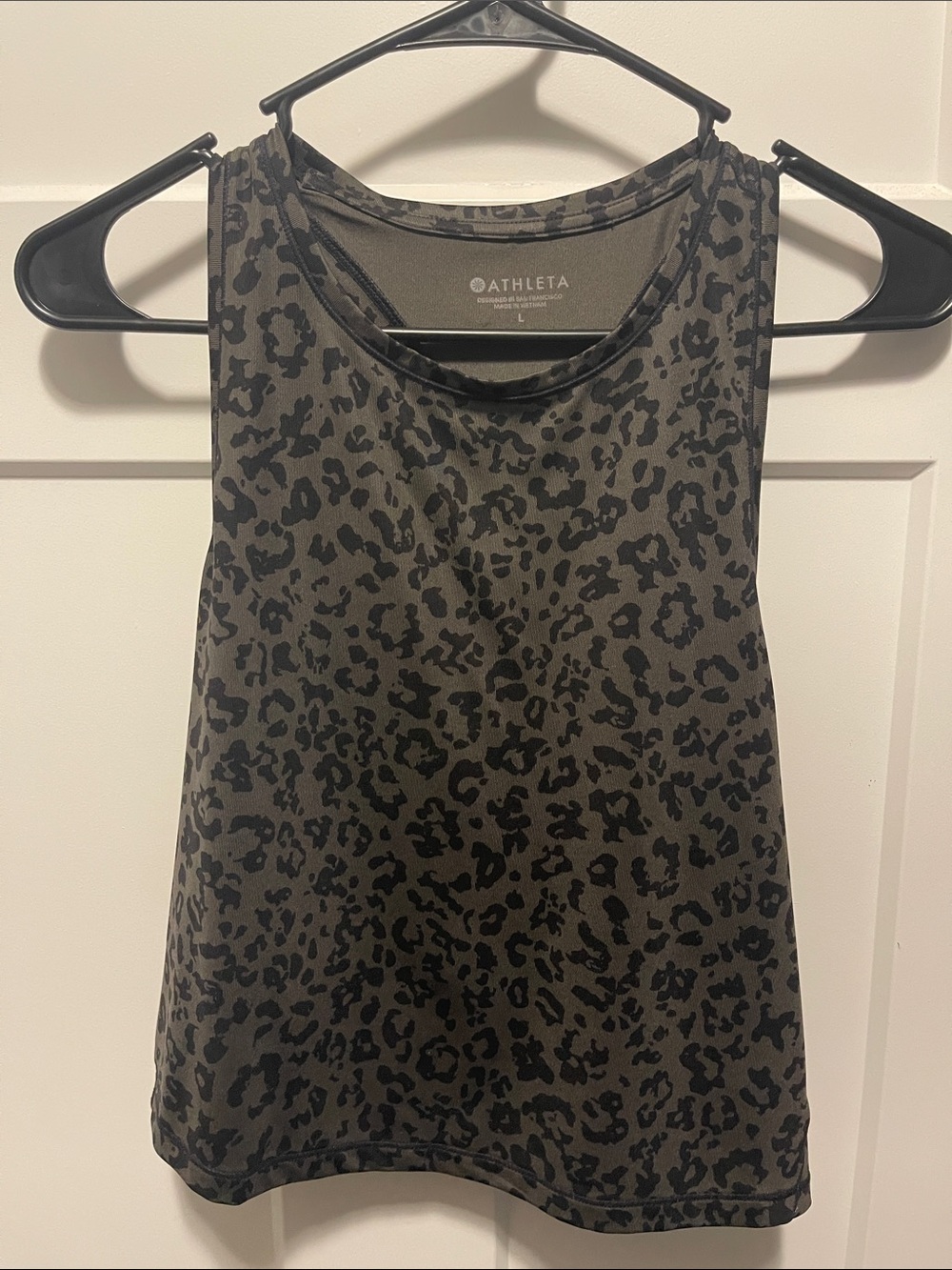 Athleta Olive Green/Gray Leopard-Print Tank Top
